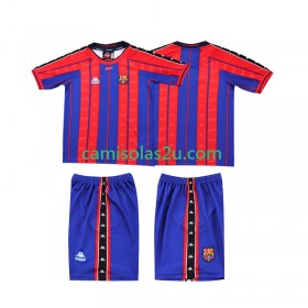 Camisolas de futebol FC Barcelona Retro Criança Equipamento Principal 1997 1998 Manga Curta